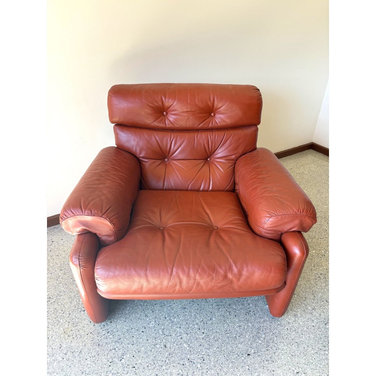 Vintage 1960’s Cognac leather Tobia Scarpa B&B Italia Coronado style armchair | Bazaa | Designer, Vintage and Antique Furniture