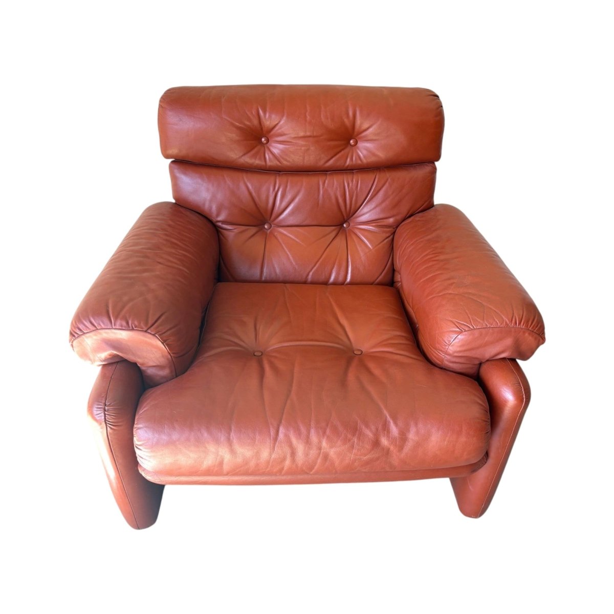 Vintage 1960’s Cognac leather Tobia Scarpa B&B Italia Coronado style armchair | Bazaa | Designer, Vintage and Antique Furniture