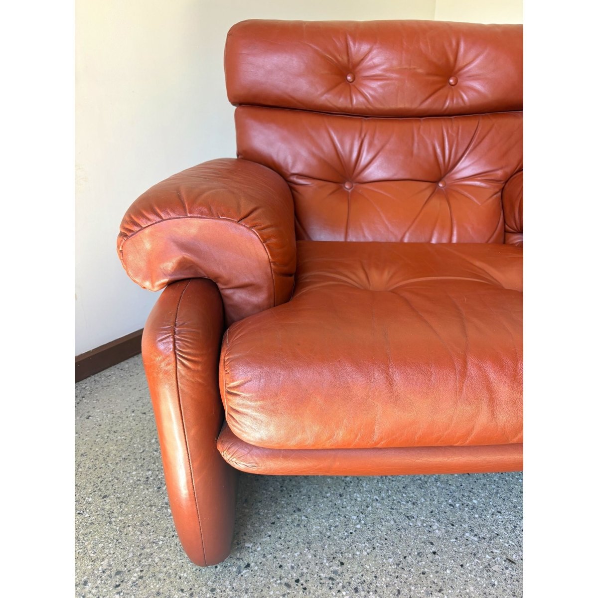 Vintage 1960’s Cognac leather Tobia Scarpa B&B Italia Coronado style armchair | Bazaa | Designer, Vintage and Antique Furniture