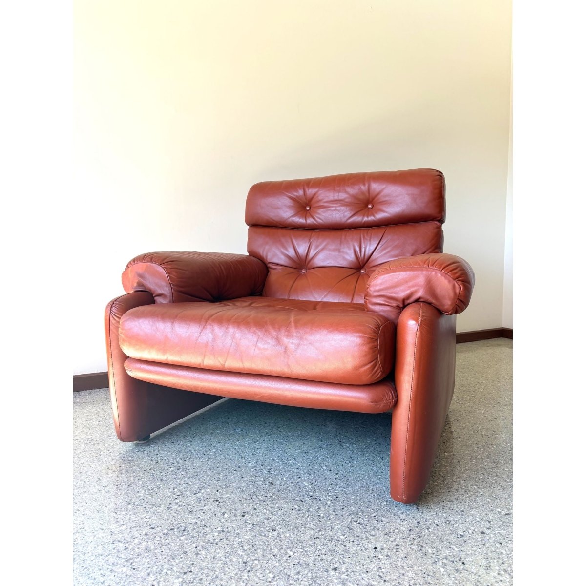 Vintage 1960’s Cognac leather Tobia Scarpa B&B Italia Coronado style armchair | Bazaa | Designer, Vintage and Antique Furniture