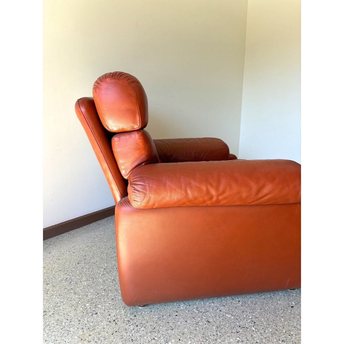 Vintage 1960’s Cognac leather Tobia Scarpa B&B Italia Coronado style armchair | Bazaa | Designer, Vintage and Antique Furniture