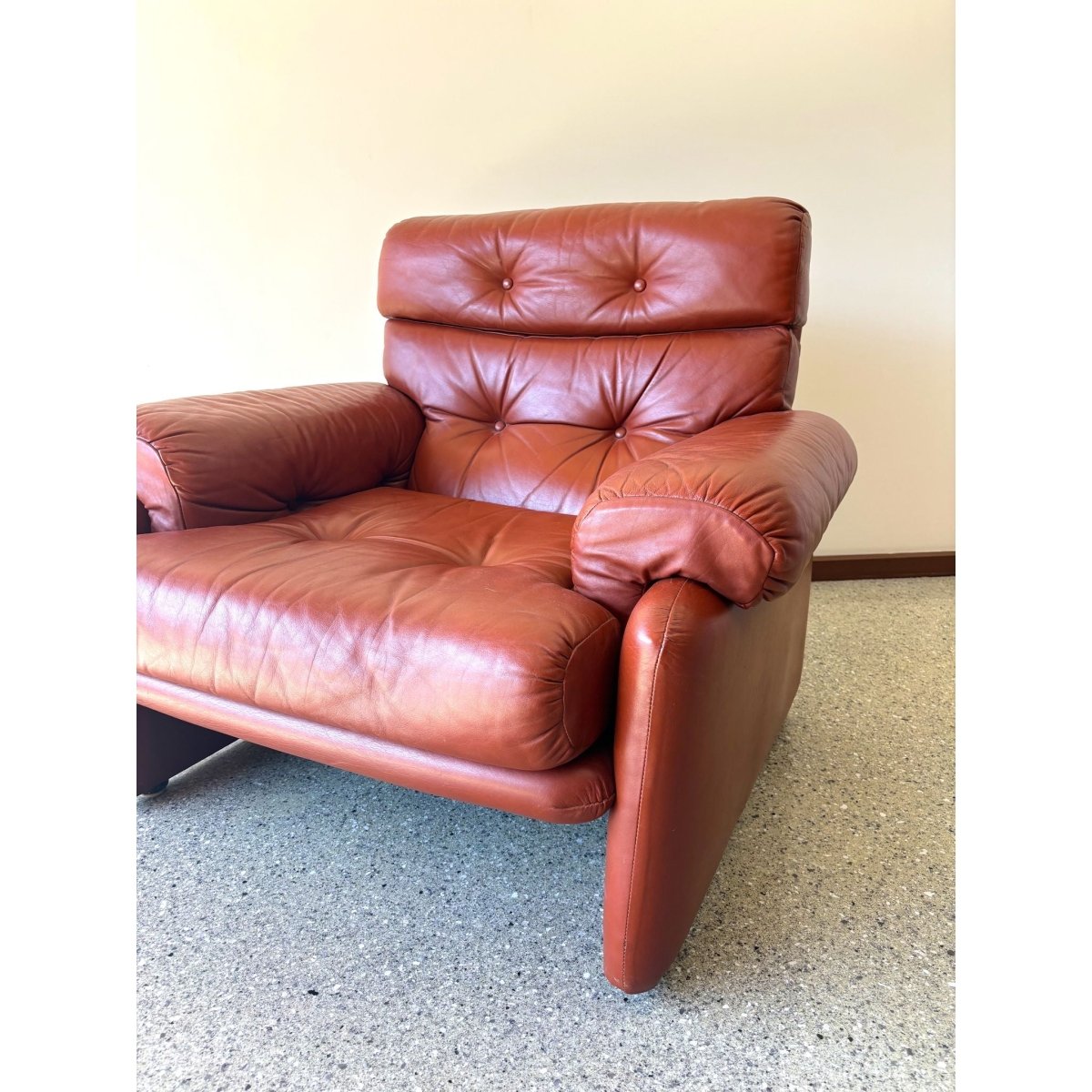 Vintage 1960’s Cognac leather Tobia Scarpa B&B Italia Coronado style armchair | Bazaa | Designer, Vintage and Antique Furniture