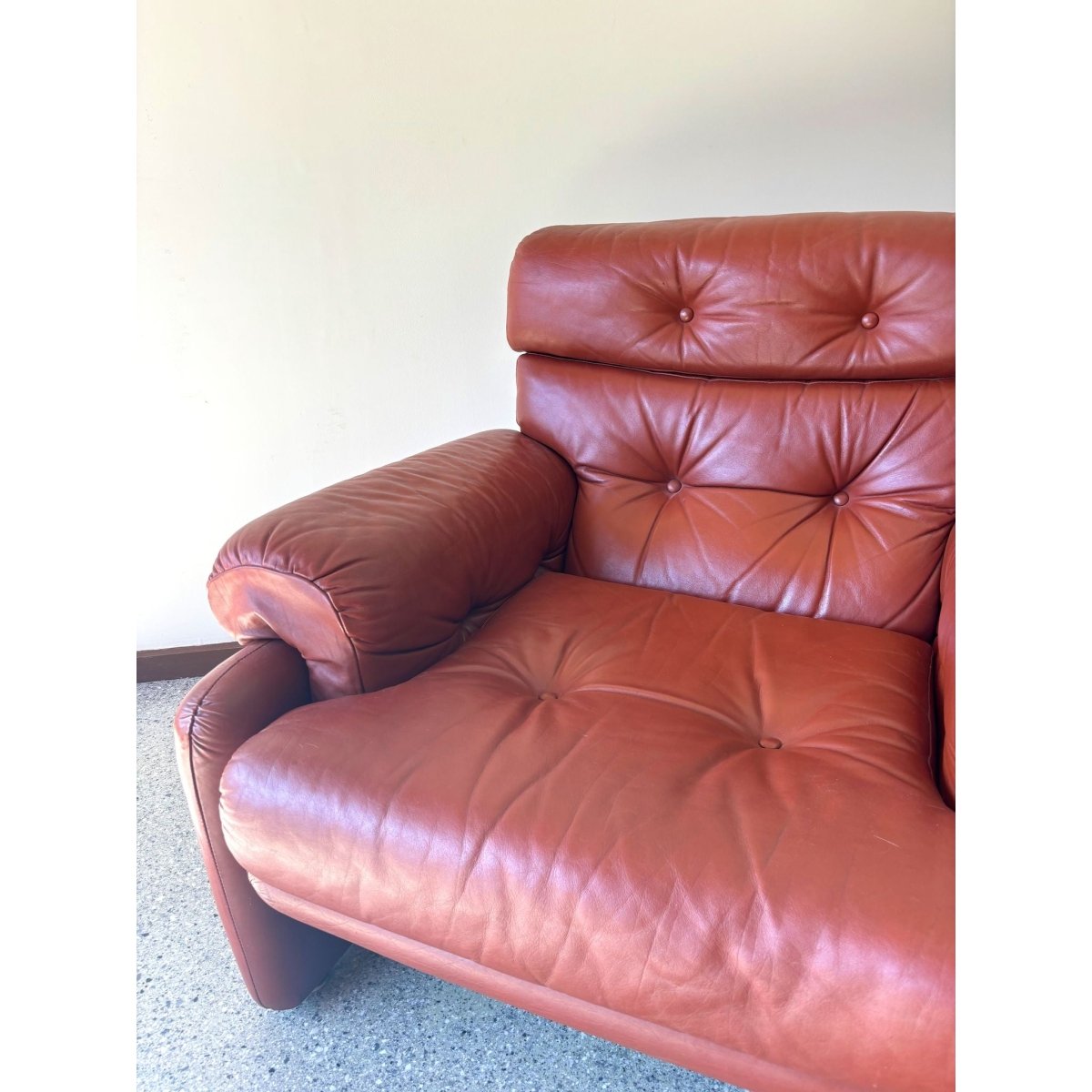 Vintage 1960’s Cognac leather Tobia Scarpa B&B Italia Coronado style armchair | Bazaa | Designer, Vintage and Antique Furniture