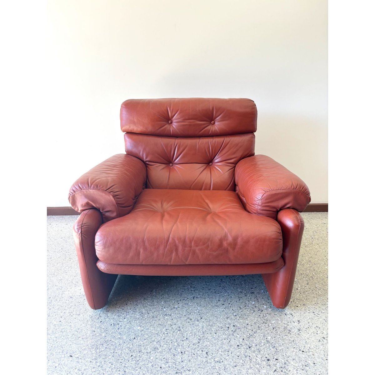 Vintage 1960’s Cognac leather Tobia Scarpa B&B Italia Coronado style armchair | Bazaa | Designer, Vintage and Antique Furniture