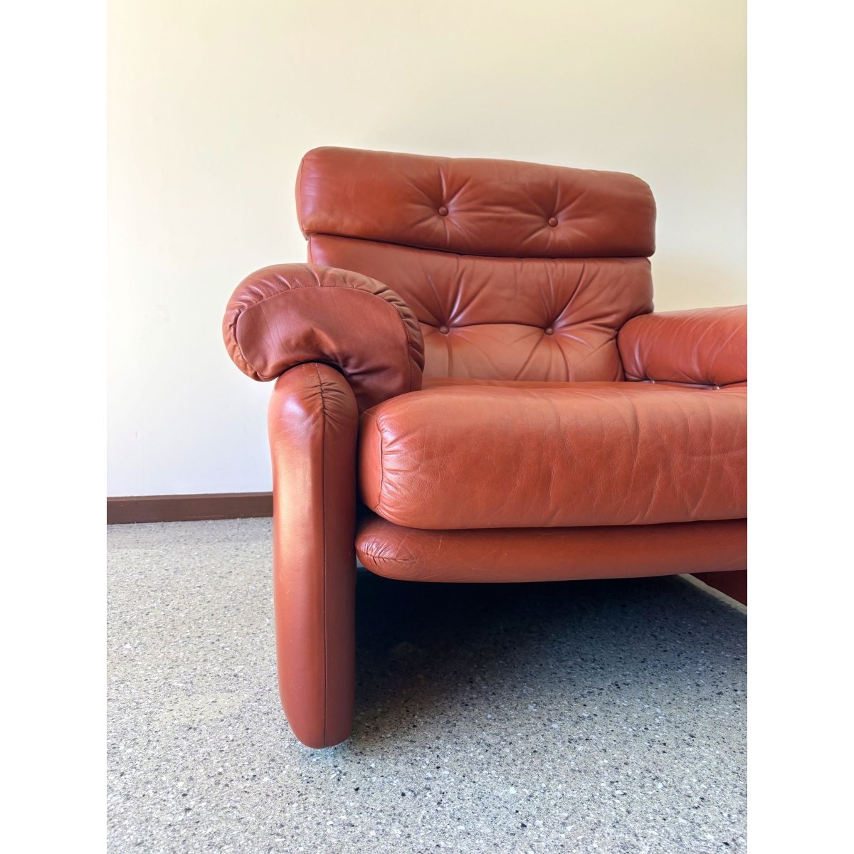 Vintage 1960’s Cognac leather Tobia Scarpa B&B Italia Coronado style armchair | Bazaa | Designer, Vintage and Antique Furniture