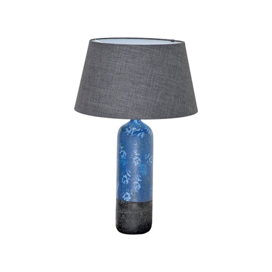 Vintage 1970s Brutalist Cylinder Lamp – Heavy Gauge Steel & Original Blue Glaze