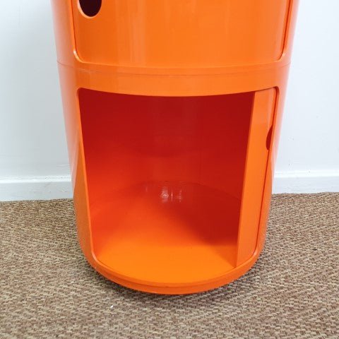 Vintage 1970s Kartell Componibili Modular 2 Tier Storage Unit in Orange - by Anna Castelli | Bazaa | Designer, Vintage and Antique Furniture