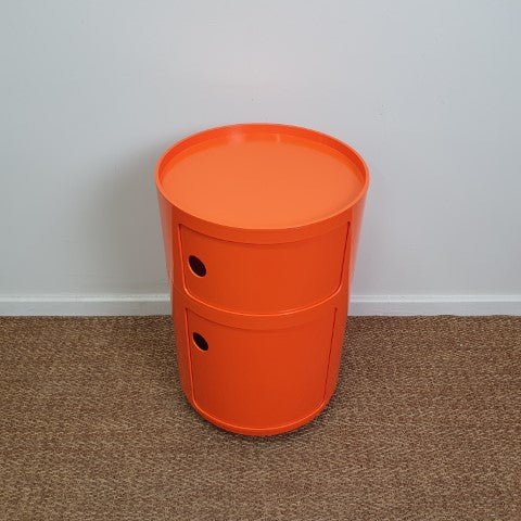 Vintage 1970s Kartell Componibili Modular 2 Tier Storage Unit in Orange - by Anna Castelli | Bazaa | Designer, Vintage and Antique Furniture
