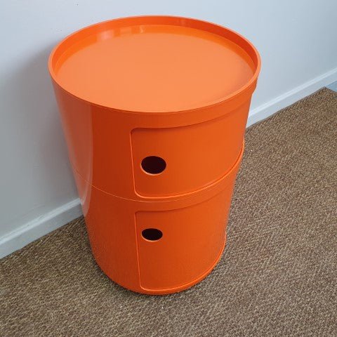 Vintage 1970s Kartell Componibili Modular 2 Tier Storage Unit in Orange - by Anna Castelli | Bazaa | Designer, Vintage and Antique Furniture