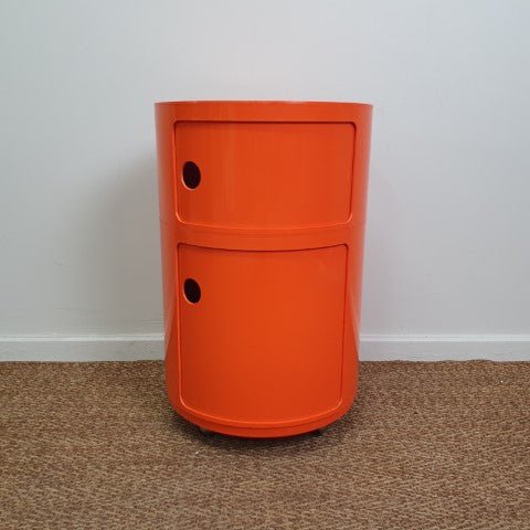 Vintage 1970s Kartell Componibili Modular 2 Tier Storage Unit in Orange - by Anna Castelli | Bazaa | Designer, Vintage and Antique Furniture