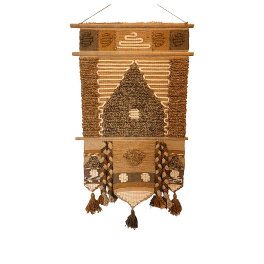 Vintage 1970s Woven Fiber Art Wall Hanging