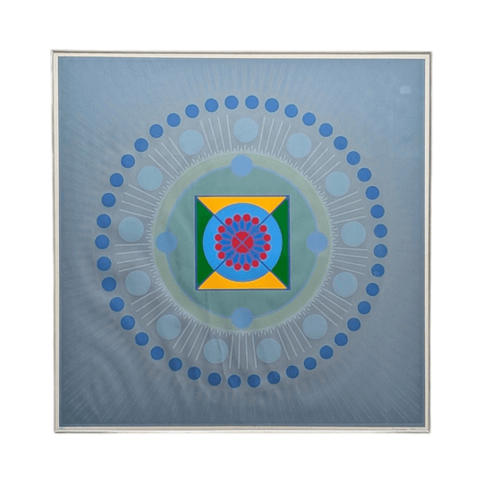 Vintage 1972 Geometric Op Art Silk Screen Print 74cm