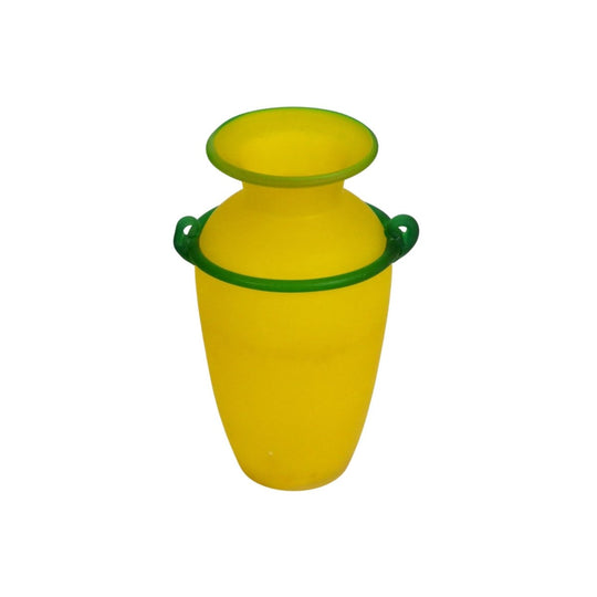 Vintage 1990s yellow frosted glass vase Franco Moretti Murano style