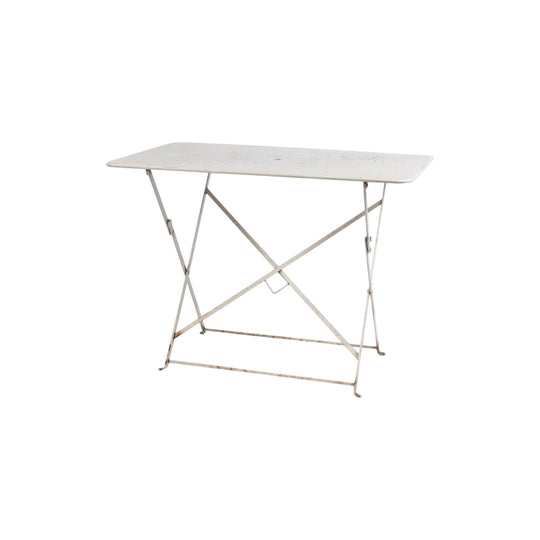 Vintage 20th Century French wrought iron white rectangular table. Discovered in the French Alps