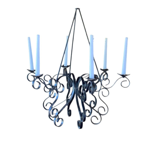 Vintage 6-Arm Wrought Metal Candelabra / Pendant