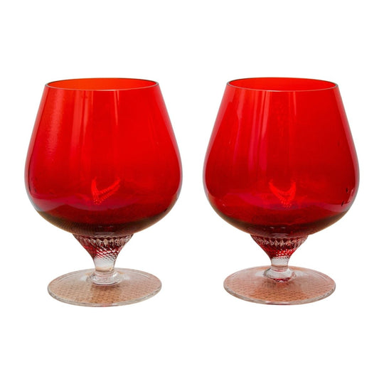 Vintage 60s Twist Stem Ruby Red Crystal Brandy Sniffer