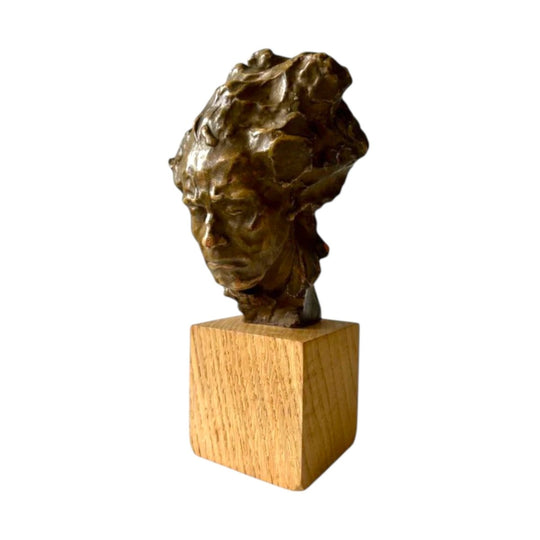 Vintage ALFREDO PINA BEETHOVEN bust sculpture terracotta bronzed 1950's ITALY