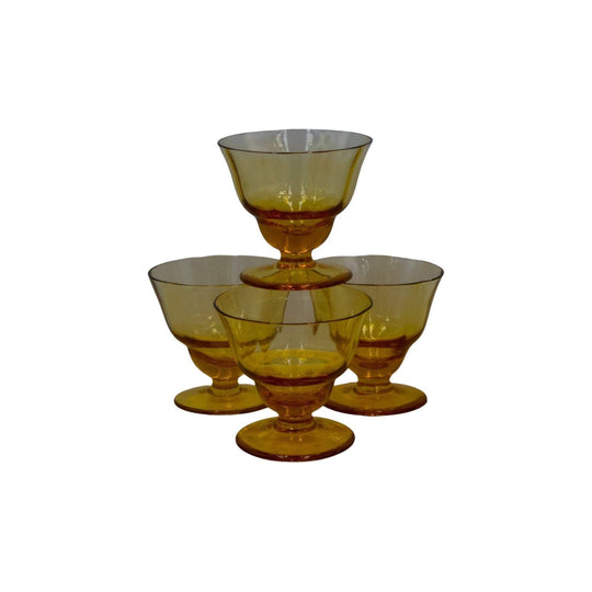 Vintage Amber Shot/Liqueur Glasses x 4