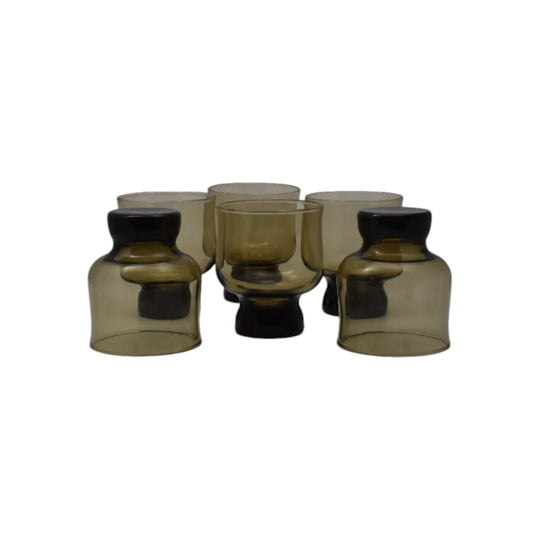 Vintage Anchor Hocking Smokey Brown/Amber Tumblers. Set of 6
