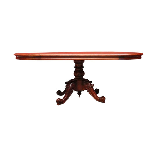 Vintage Australian Cedar Dining Table, Single Pedestal D-end Kitchen Table.