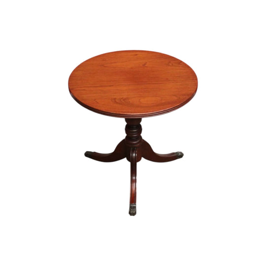 Vintage Australian Cedar Wine Table Tri-Leg Base Brass Claw Feet. B12584