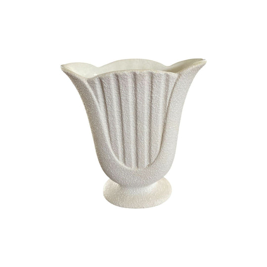 Vintage Australian Raynham Pottery White Textured Fan Vase MCM