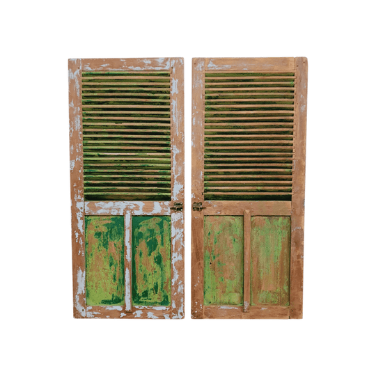 VINTAGE Balinese Blue Louvre Window Shutters