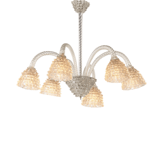 Vintage Barovier & Toso Rostrato Murano Glass Chandelier