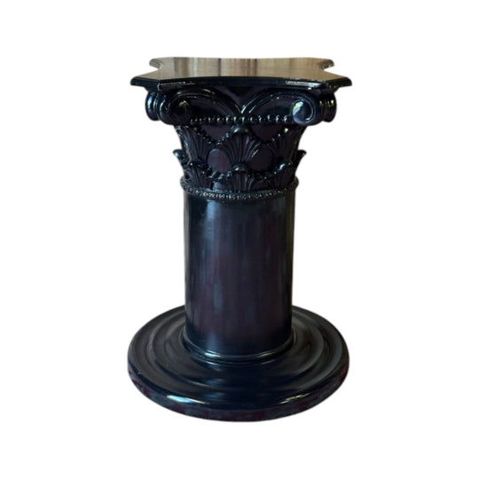 Vintage Black Corinthian Style Column Pedestal