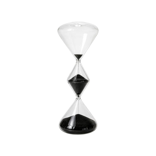 Vintage Black Sand Glass Hourglass Sculpture