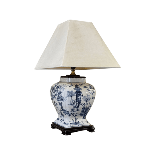 Vintage Blue and White Chinoiserie Table Lamp