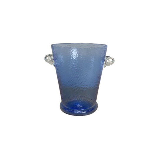 Vintage Blue Glass Ice Bucket