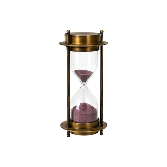 Vintage Brass & Glass Hourglass with Pink Sand