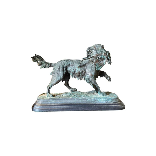 Vintage Bronze Hunting Dog Sculpture