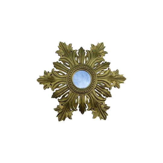 Vintage carved gilt wood sunburst design wall mirror