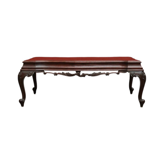 Vintage Cedar Coffee Table – Shaped Top with Carved Legs, Elegant Design. B12610