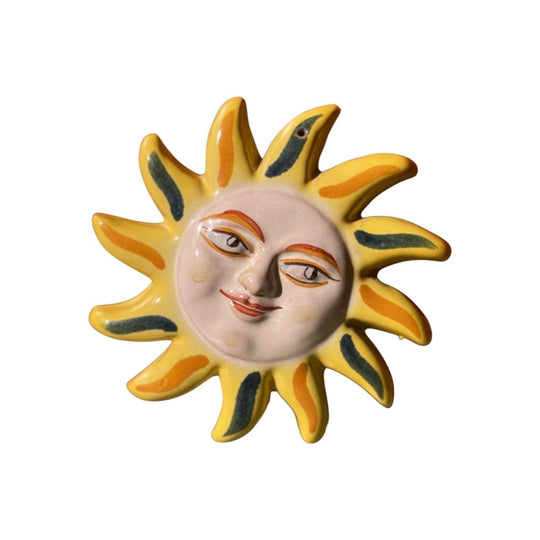 vintage ceramic sun wall artwork