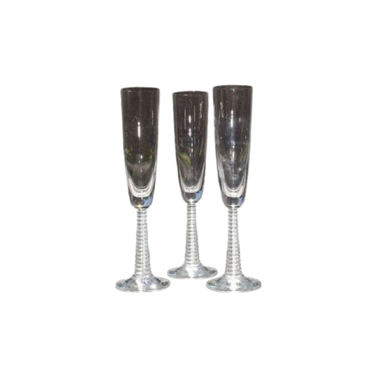 Vintage Champagne Flutes with Tall Beehive stem. Set of 3