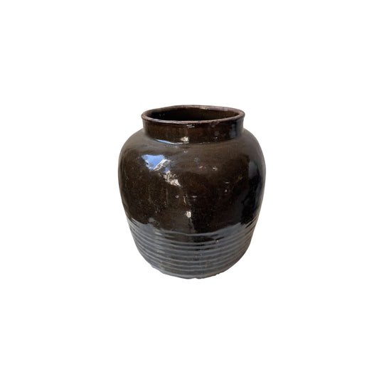 Vintage Chinese Black Ceramic Pot - 002