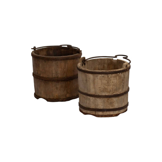 Vintage Chinese Bucket with Metal Detail