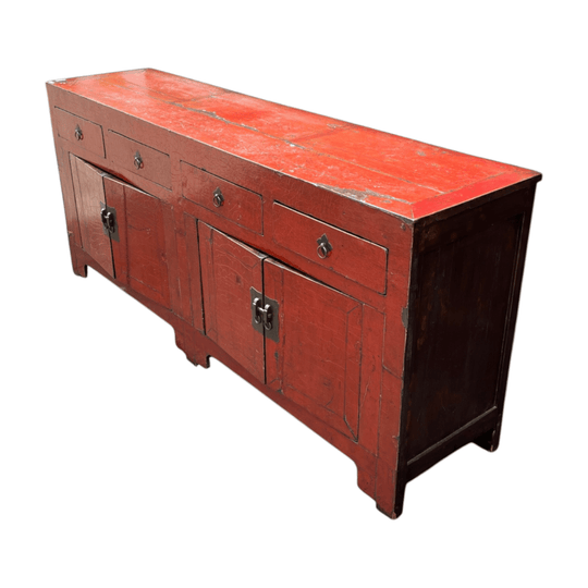 Vintage Chinese Red Lacquer Sideboard