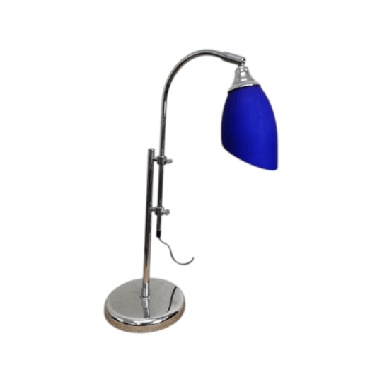 Vintage Chrome Reading Lamp with Art Glass Shade