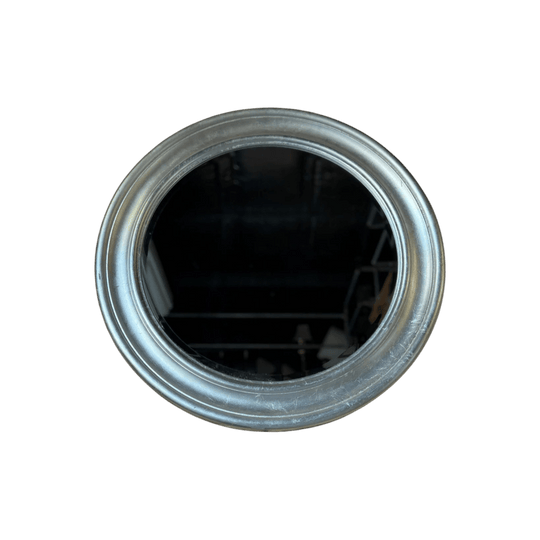 Vintage Circular Wall Mirror with Silver Painted Finish