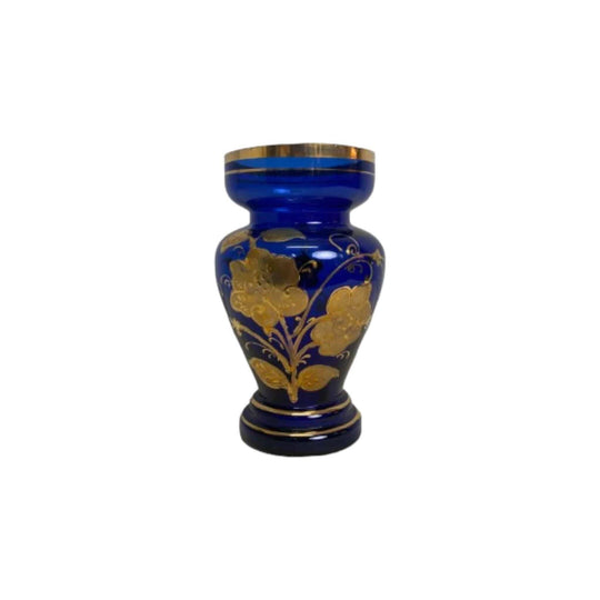 Vintage Cobalt Blue &amp; Gold Vase