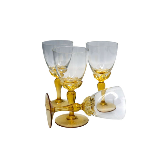 Vintage  Crystal Amber Stemmed Sherry/Liqueur Glasses