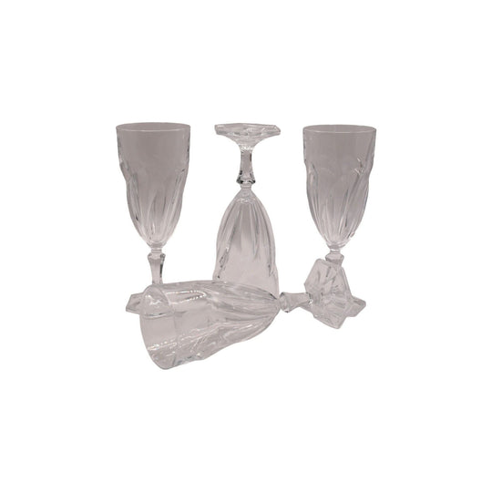 Vintage Crystal wine/champagne glasses. Hexagonal foot. Set of 4