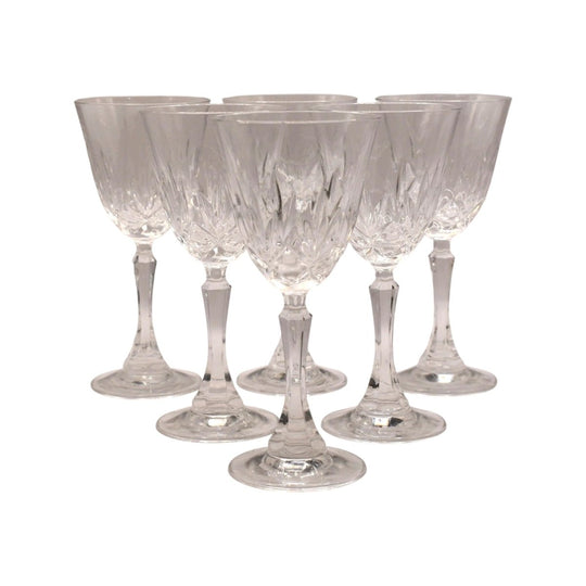 Vintage cut crystal Wine Glasses. set of 6