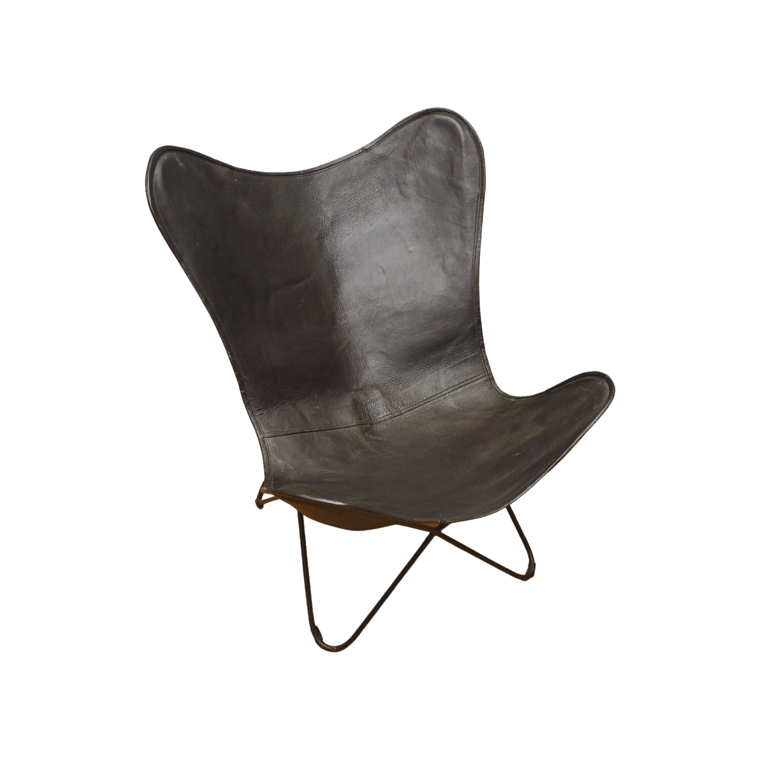 Shop Vintage Danish Black Leather Butterfly Chair Bazaa