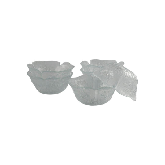 Vintage Dansk 'Floriform' Glass Serving Bowls, Vintage 'Ice Glass Textured' Bowls. Set of 6