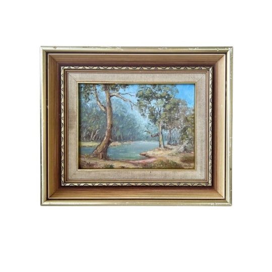 Vintage DAVID MARTIN LONELY RIVER LUNE landscape oil painting 1970's AUSTRALIA